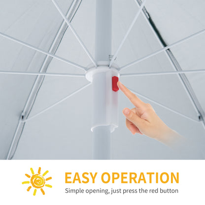 Outsunny 88" Arc 2.2M Fishing Umbrella Beach Parasol with Sides Brolly Shelter Canopy Shade with FREE Carry Bag Off-White