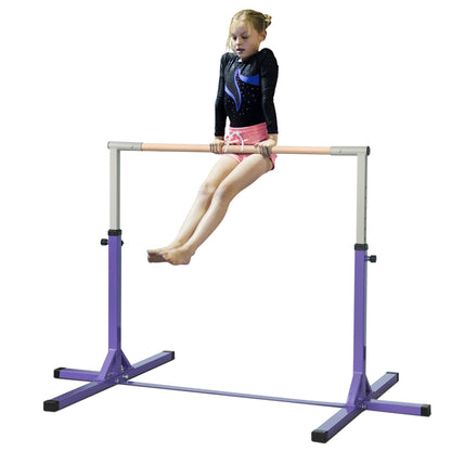 Steel Frame Adjustable Horizonal Gymnastics Bar For Kids Home Gym Training Children Junior Kip High Bar Fitness Purple