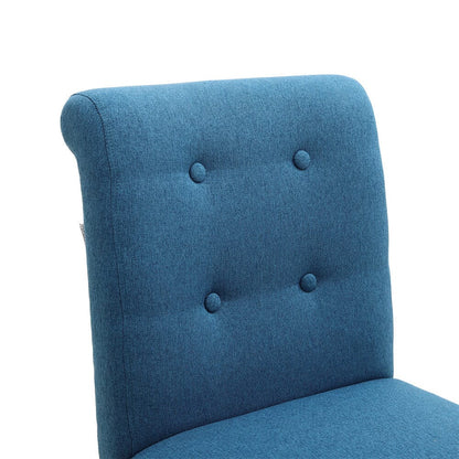 Set of 2 Contemporary Buttoned Accent Dining Chair Studded Rim Blue/Grey