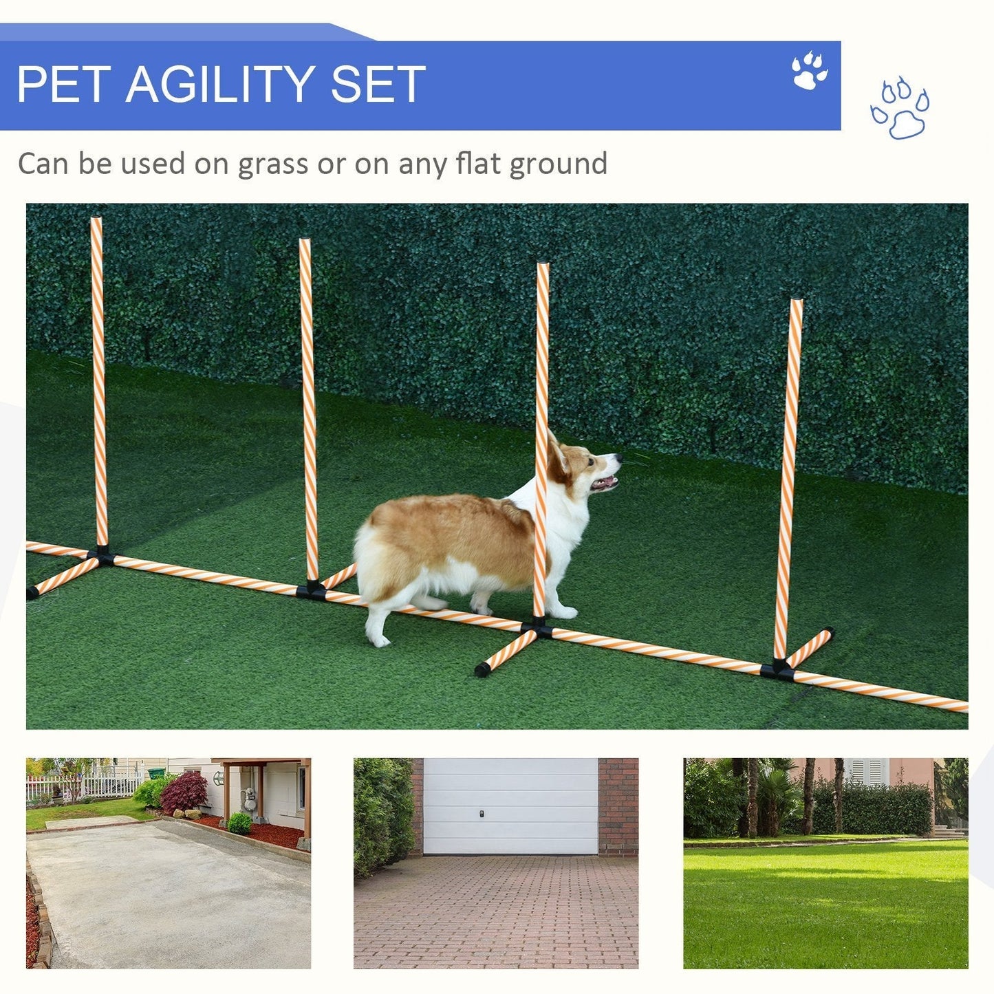 مجموعة أدوات تدريب التعرج من PawHut Dog Agility Weave Poles Course معدات Slalom مع حقيبة