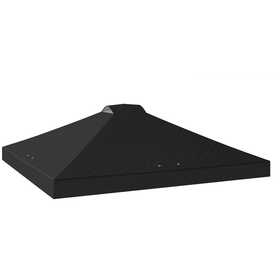 Outsunny gazebo roof replacement UV50+ Waterproof Pop Up Canopy Cover with 8 Drainage Holes 3 x 3 m Black