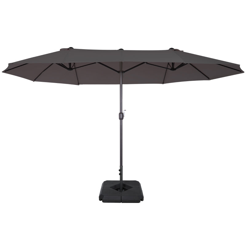 Outsunny 4.6m Garden Parasol Double-Sided Sun Umbrella Patio Market Shelter Canopy Shade with Weight Base, Grey