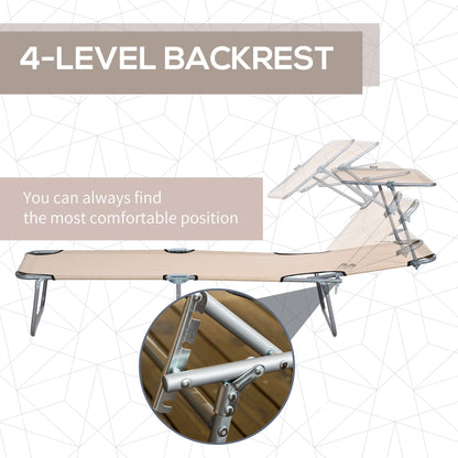 مجموعة كراسي استلقاء للتشمس قابلة للطي من Outsunny، مكونة من كرسيين، مسند ظهر قابل للتعديل بأربعة مستويات مع مظلة شمسية قابلة للتعديل للشاطئ والحديقة والفناء والرمال