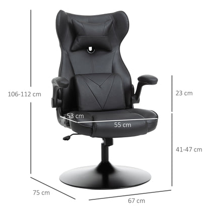 كرسي مكتب ألعاب Vinsetto Swivel Rocker مع قاعدة قاعدة ومسند للذراعين ومسند للرأس