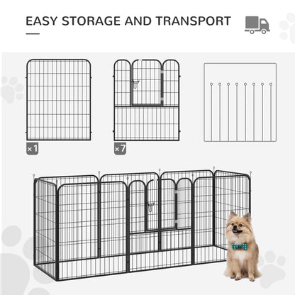 PawHut 4 Sizes Dog Pens Pet Puppy PlayPen Rabbit Puppy Cage Folding Run Fence Garden Metal Hutch