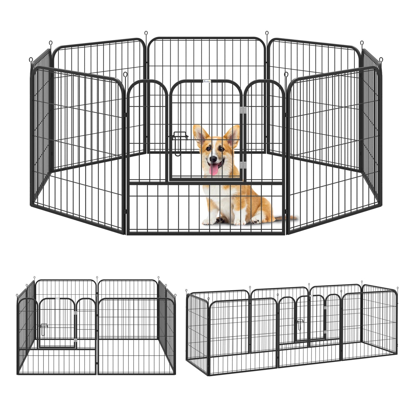 PawHut 4 Sizes Dog Pens Pet Puppy PlayPen Rabbit Puppy Cage Folding Run Fence Garden Metal Hutch