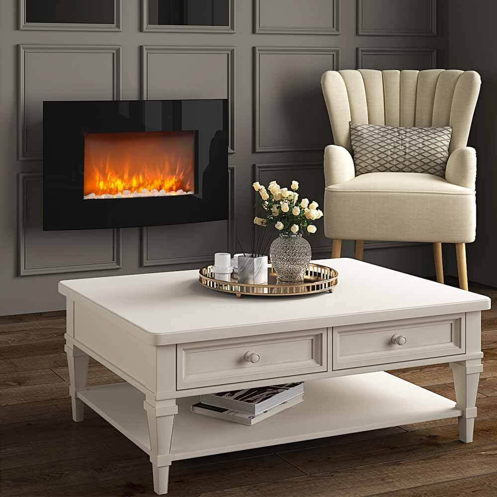 35 Inch Curved Screen Electric Fireplace Realistic 1800W Fire Effect Heater