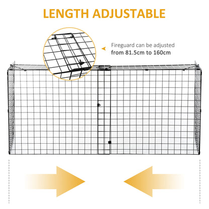 HOMCOM Extendable Fire Guard Screen, Freestanding Fire Screen Spark Guard, Folding Fireplace Cover, Wire Mesh, 81.5-160cm, Black