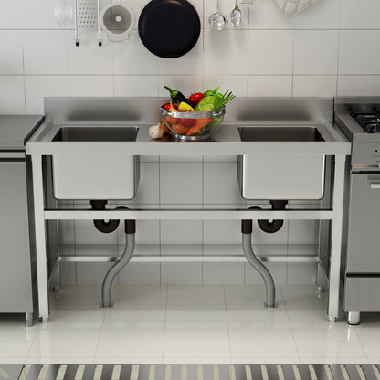 4ft Stainless Steel Kitchen Commercial 3-compartment Sink with Drainboard