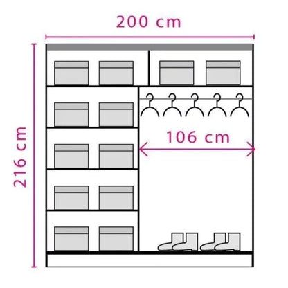 Cupola DO8 Sliding Door Wardrobe - 200cm