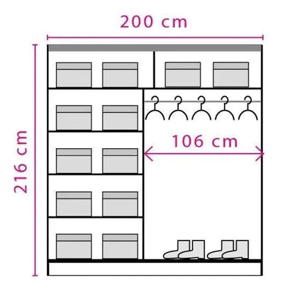 React Sliding Door Wardrobe 200cm - Anderson Pine