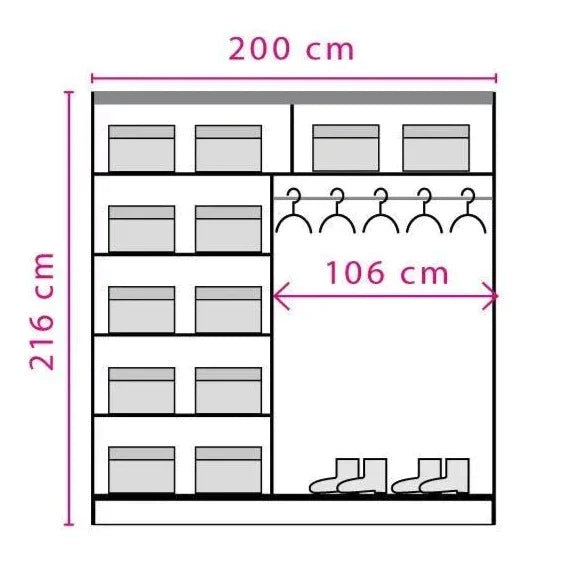 React Sliding Door Wardrobe 200cm - Walnut