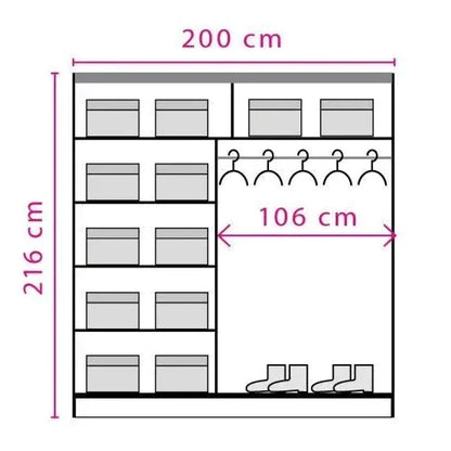 React Sliding Door Wardrobe 200cm - Walnut