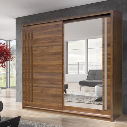 React Sliding Door Wardrobe 200cm - Walnut