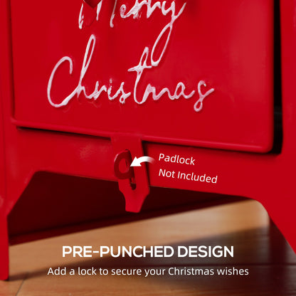 HOMCOM Christmas Post Box, Letters for Santa Mailbox, Freestanding or Wall Mounted Postbox, Indoor Christmas Decoration, Red