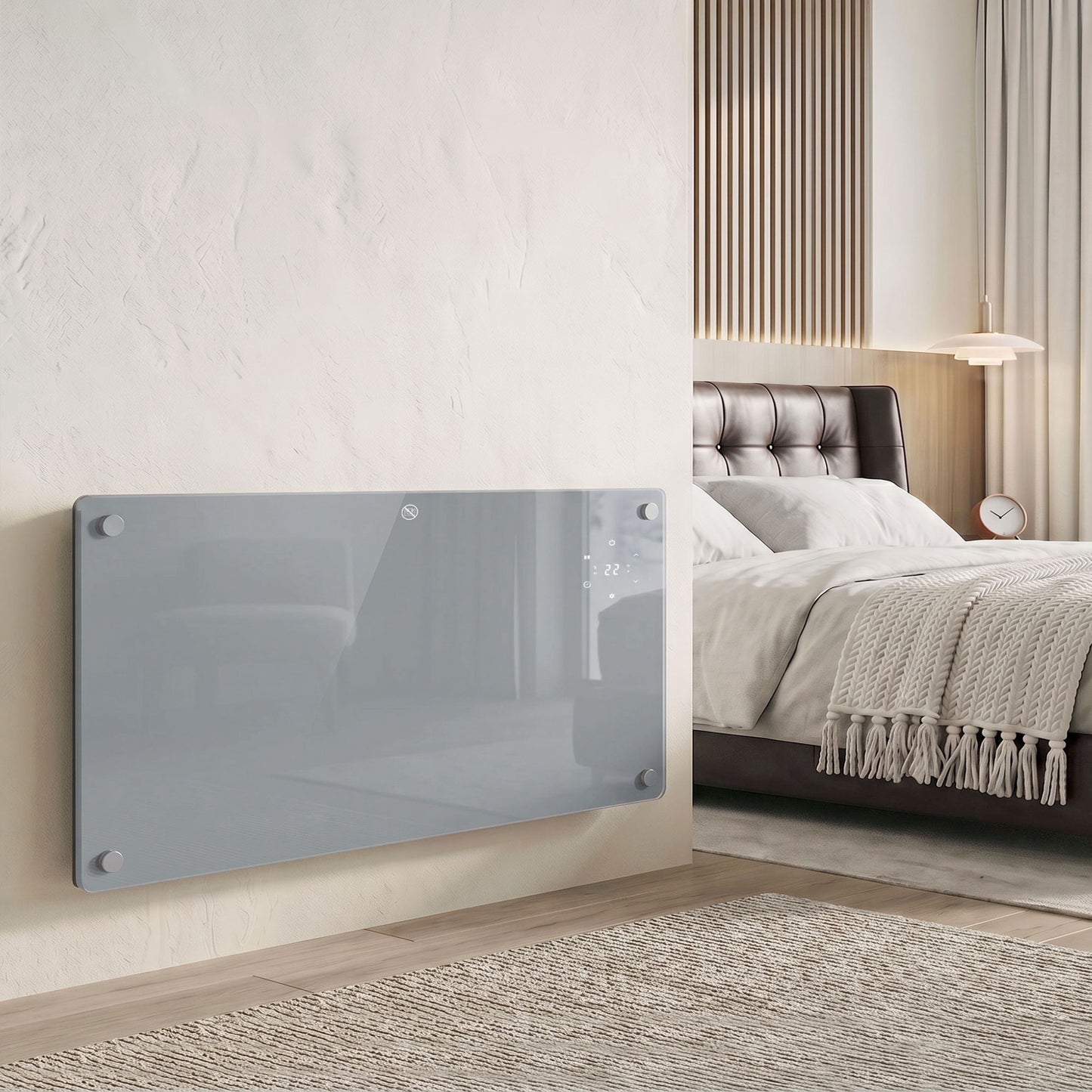 HOMCOM 2000W Smart Panel Heater Wall Mounted & Freestanding, Electric Heater with Weekly Timer, Open Window & Anti-Frost, Grey