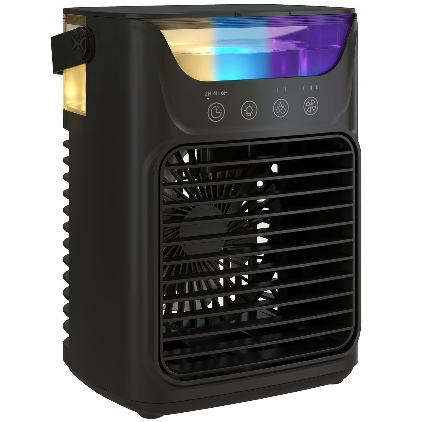 HOMCOM Air Cooler with Adjustable Head, Portable Air Conditioner with 3 Wind Speed, 2 Cool Mist, RGB Light, Black