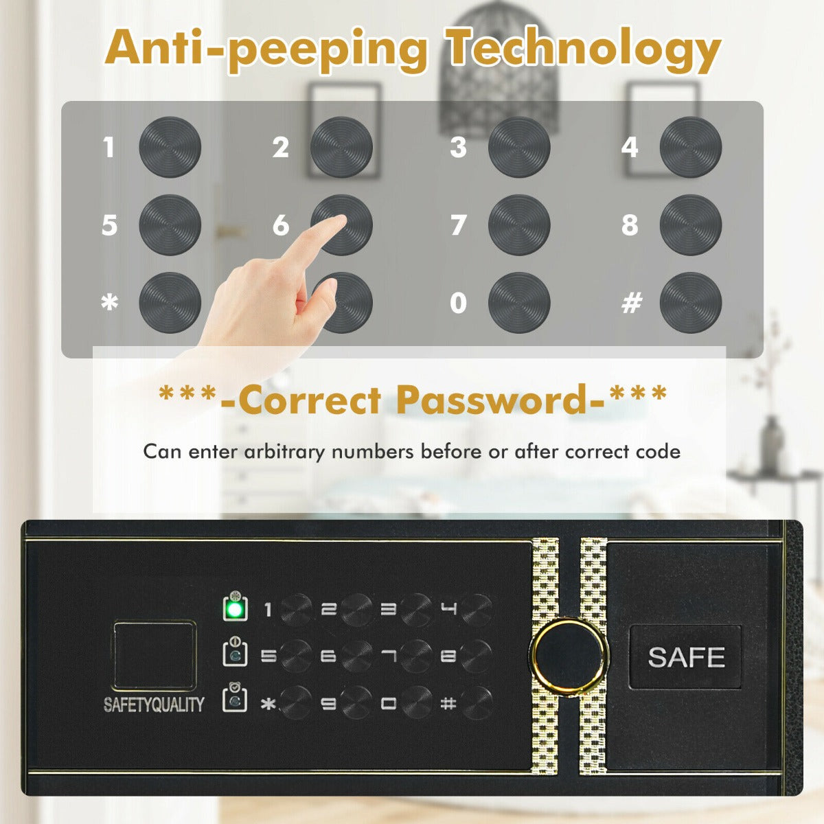 Electronic Safe Box with 3 Opening Ways for Cash Jewelry Deposit-36 x 31 x 41 cm