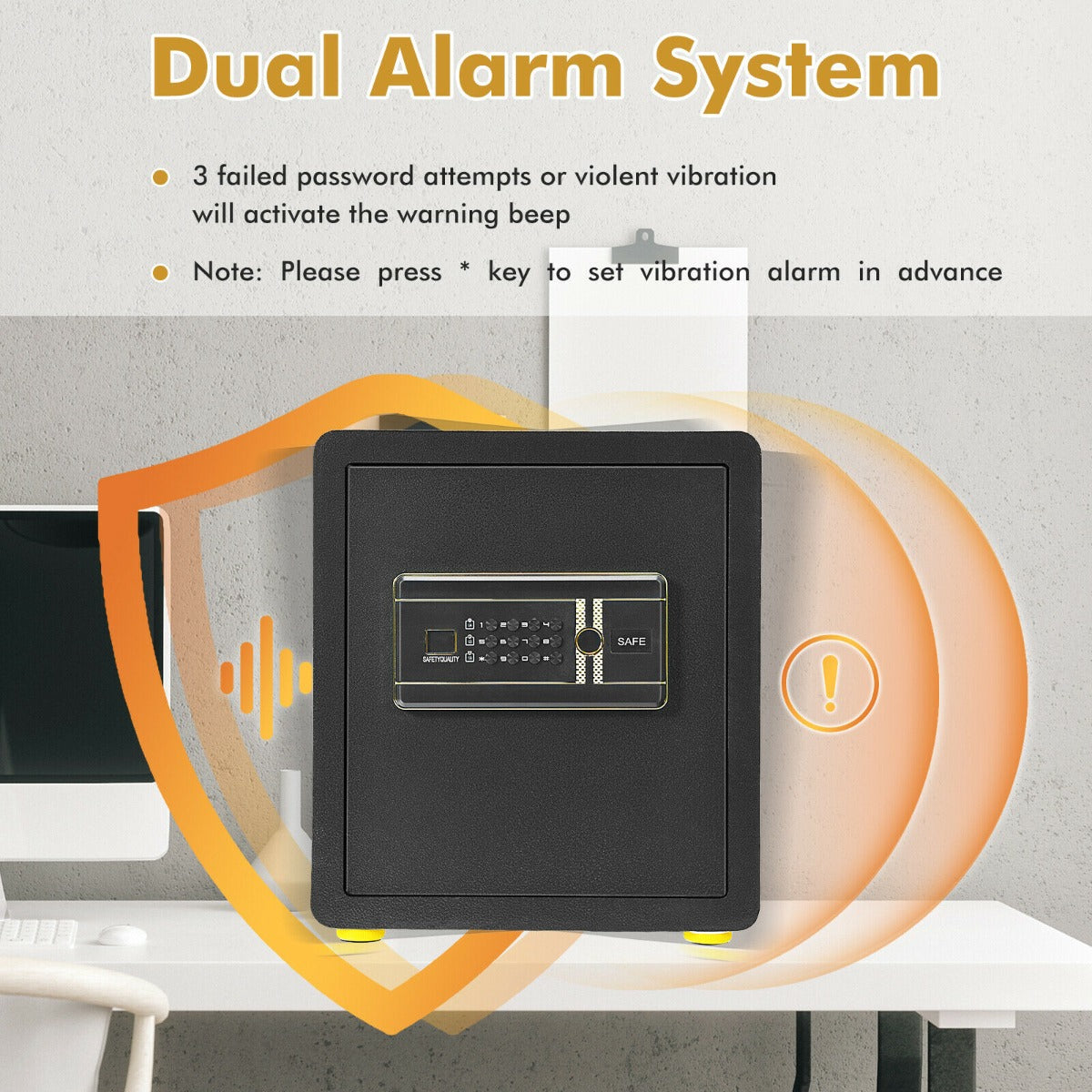 Electronic Safe Box with 3 Opening Ways for Cash Jewelry Deposit-36 x 31 x 41 cm