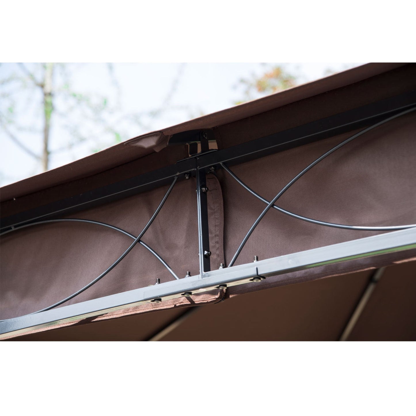 Outsunny√Ç 3√Ç x√Ç 3(m) Garden Gazebo, Outdoor Gazebo Canopy Shelter with Curtains and Steel Frame for Lawn, Yard and Deck, Coffee