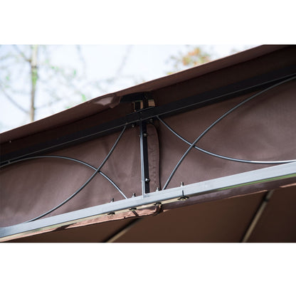 Outsunny√Ç 3√Ç x√Ç 3(m) Garden Gazebo, Outdoor Gazebo Canopy Shelter with Curtains and Steel Frame for Lawn, Yard and Deck, Coffee