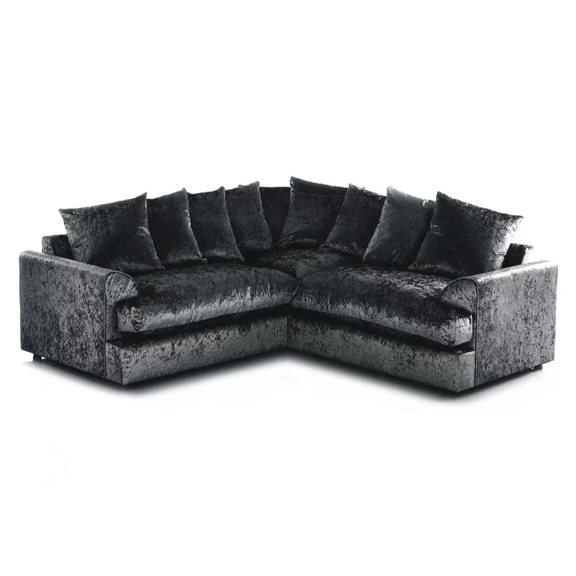 Sofa narożna Mercury Ajo Crushed Velvet, czarna