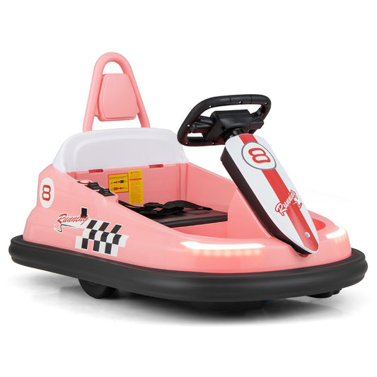 Electric kids Ride-on Bumper Car with 360° Spinning and Dual Motors-Pink