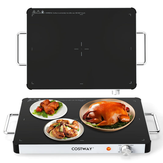 Electric Warming Tray with 40 x 30 cm Surface and Anti-Scalding Handles