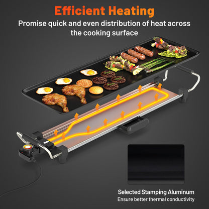 Electric Griddle Extra Large Teppanyaki Grill with Adjustable Temperature