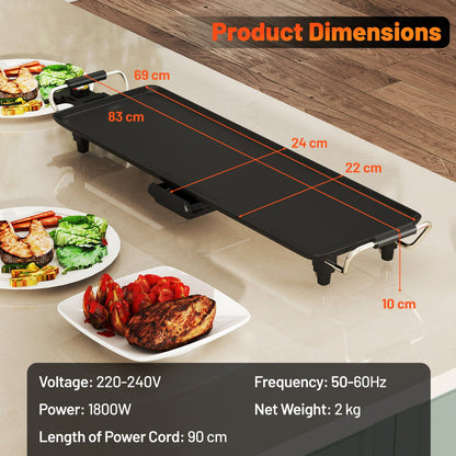 Electric Griddle Extra Large Teppanyaki Grill with Adjustable Temperature