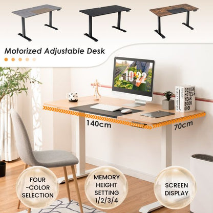 Electric Height Adjustable Standing Desk with Memory Smart Presets and Anti-Collision Function-Black
