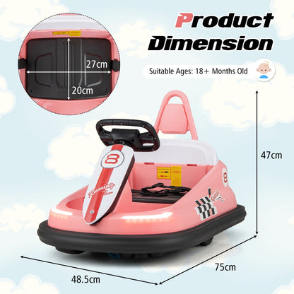 Electric kids Ride-on Bumper Car with 360¬∞ Spinning and Dual Motors-Pink
