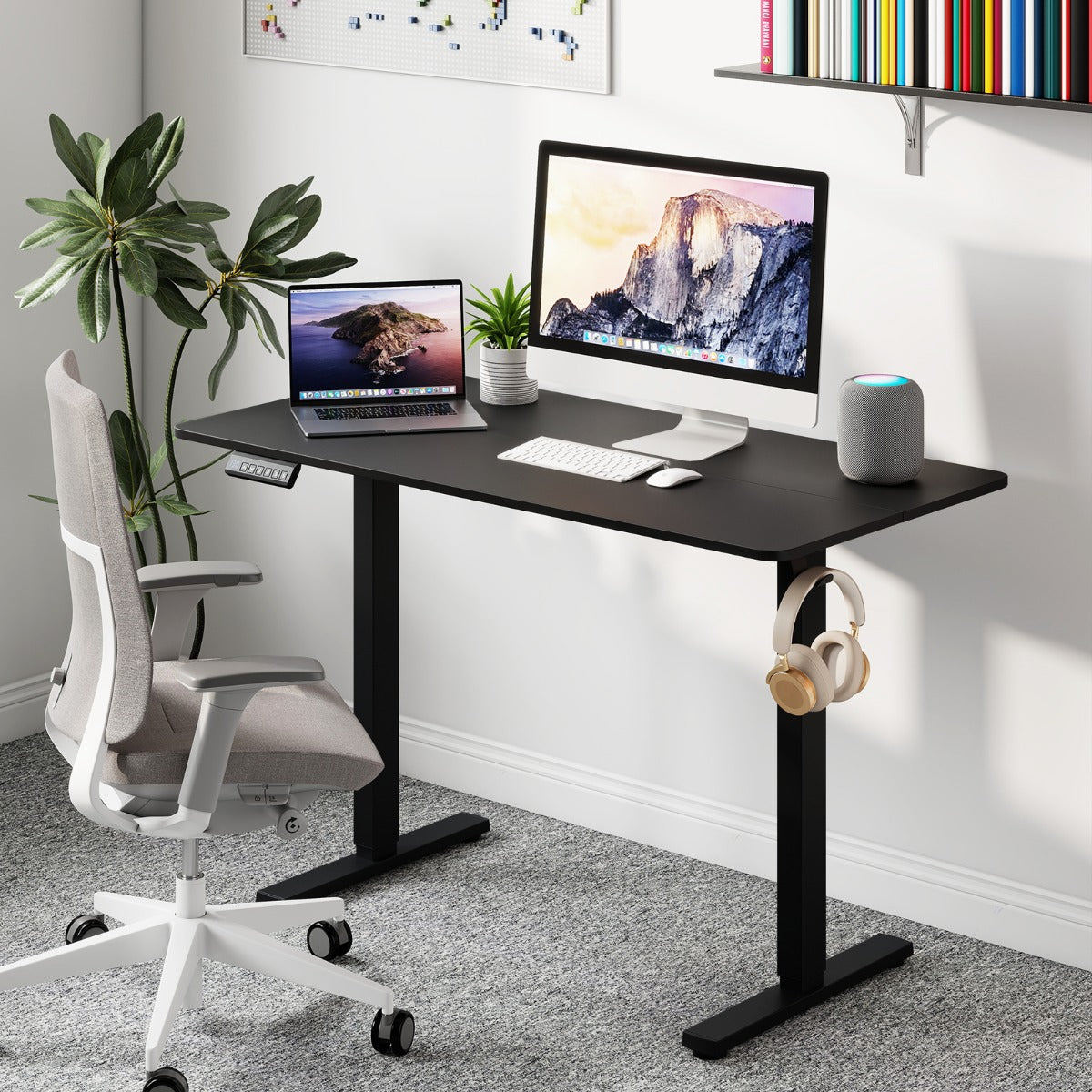 120 x 60 CM Electric Standing Computer Desk with 3 Memory Preset-Black