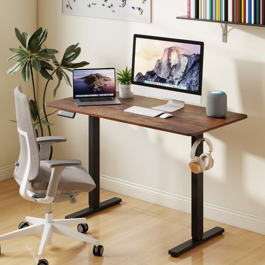 120 x 60 CM Electric Standing Computer Desk with 3 Memory Preset-Rustic Brown