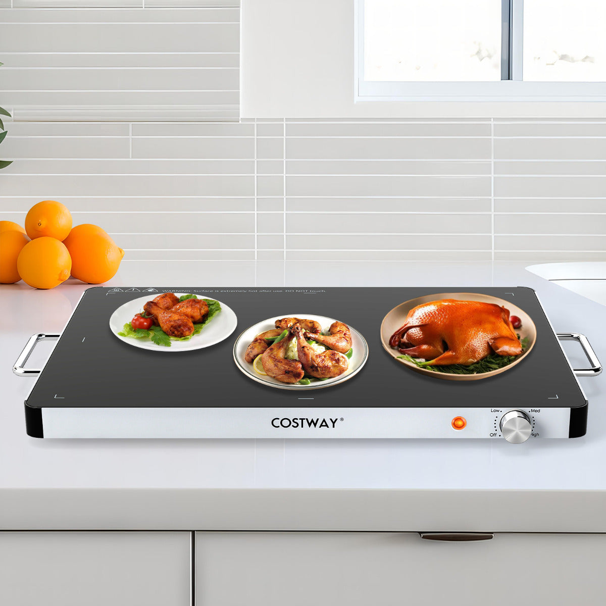 Electric Warming Tray with 53 x 40cm Surface and Adjustable Temperature