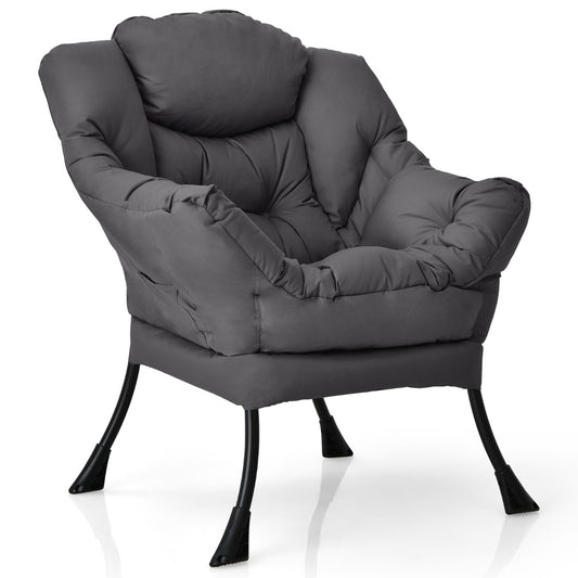 Elegant Polyester Fabric Recliner Chair with Steel Frame-Grey