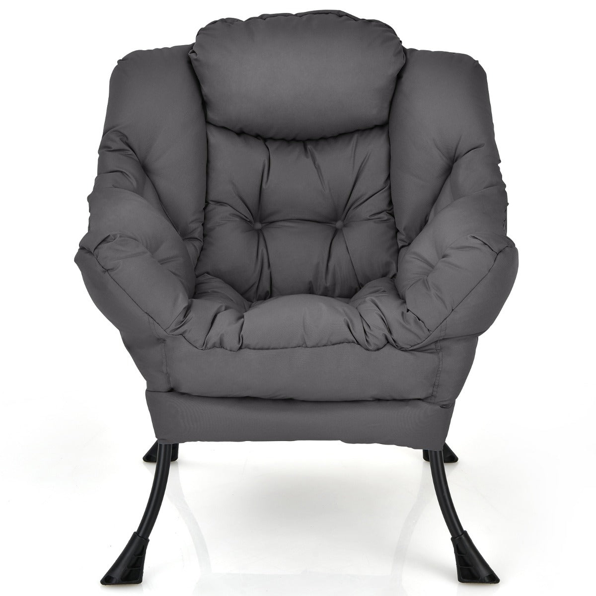 Elegant Polyester Fabric Recliner Chair with Steel Frame-Grey