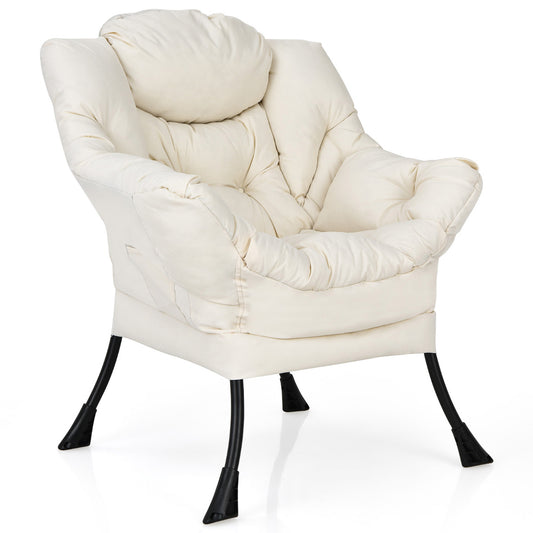 Elegant Polyester Fabric Recliner Chair with Steel Frame-Beige