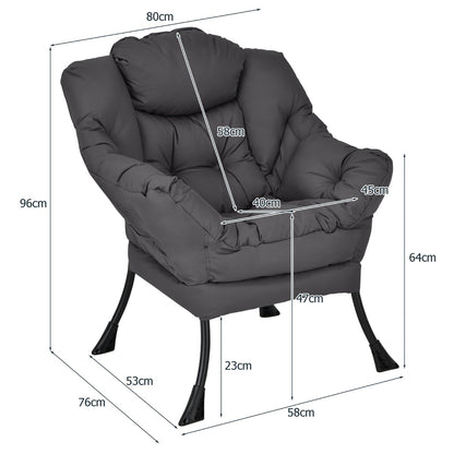 Elegant Polyester Fabric Recliner Chair with Steel Frame-Grey
