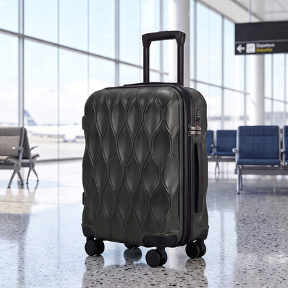 HOMCOM 22Inch 56cm Suitcase, ABS Hard Shell Carry On Luggage with TSA Lock, Spinner Wheels, Telescopic Handle, Black