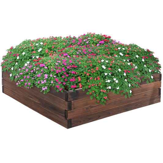 Outsunny 128L Drewniane podwyższone grządki do ogrodu, pojemniki do uprawy na patio, kwiaty, warzywa, 80L x 80W x 22,5H cm