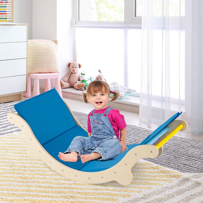 3-In-1 Wooden Climber with Ramp Toddler Climber Arch-Multicolor