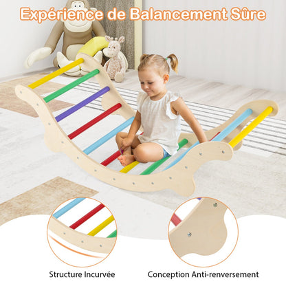 3-In-1 Wooden Climber with Ramp Toddler Climber Arch-Multicolor