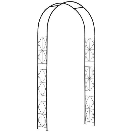 Outsunny Vintage Style Steel Garden Patio Outdoor Arbor &amp; Trellis قوس دعم للكروم ونباتات التسلق - أسود 2.3H م