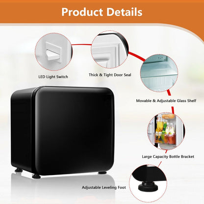 0~10℃ Compact Refrigerator with Reversible Door for Dorm Apartment-Black