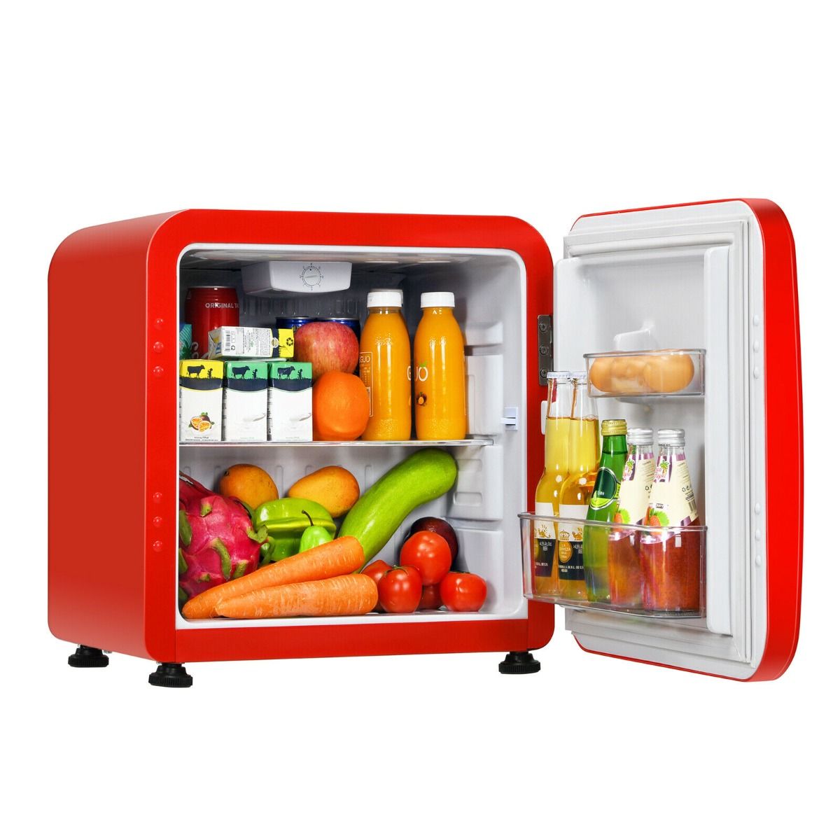 0~10℃ Compact Refrigerator with Reversible Door for Dorm Apartment-Red