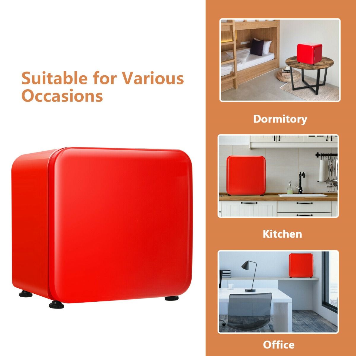 0~10℃ Compact Refrigerator with Reversible Door for Dorm Apartment-Red