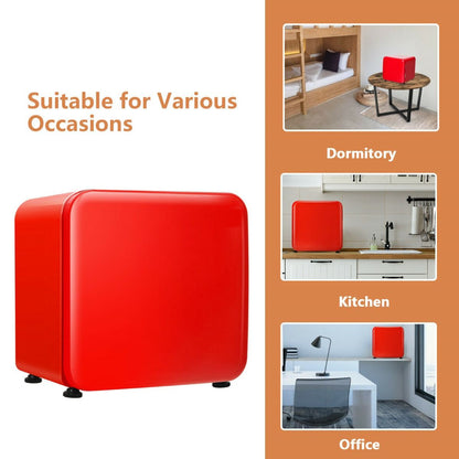 0~10℃ Compact Refrigerator with Reversible Door for Dorm Apartment-Red