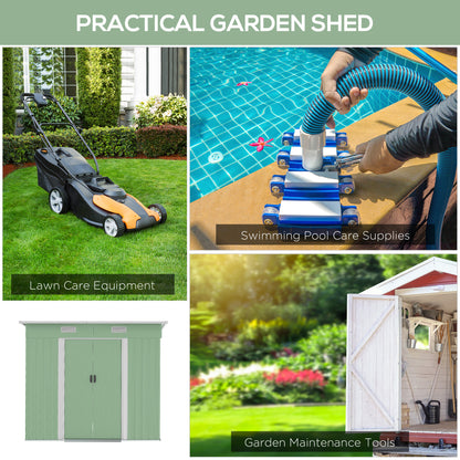 Outsunny 7 x 4ft Outdoor Garden Metal Storage Shed, Skrzynia na narzędzia do ogrodu, patio i trawnika, jasnozielona