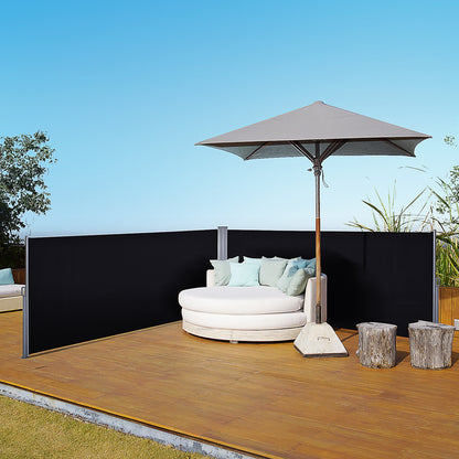Outsunny 600 x 180 cm (wys. x dł.) Markiza zwijana Podwójny baldachim Boczna ochrona prywatności Osłona przeciwsłoneczna Boczna roleta ze stalową ramą Uniwersalne zastosowanie w ogrodzie Patio - czarny